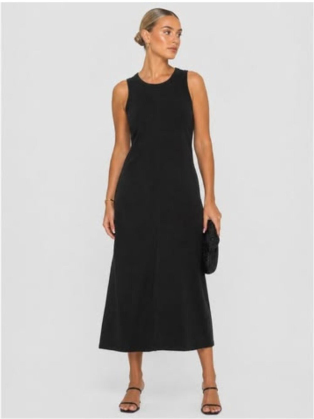 ELIZABETH AND JAMES Black Sleeveless A-Line Maxi Dress XL 100% Cotton Travel